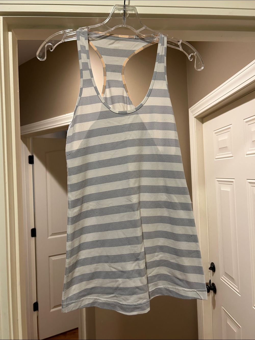 lululemon athletica Striped Racerback Tank - Light Gray & White